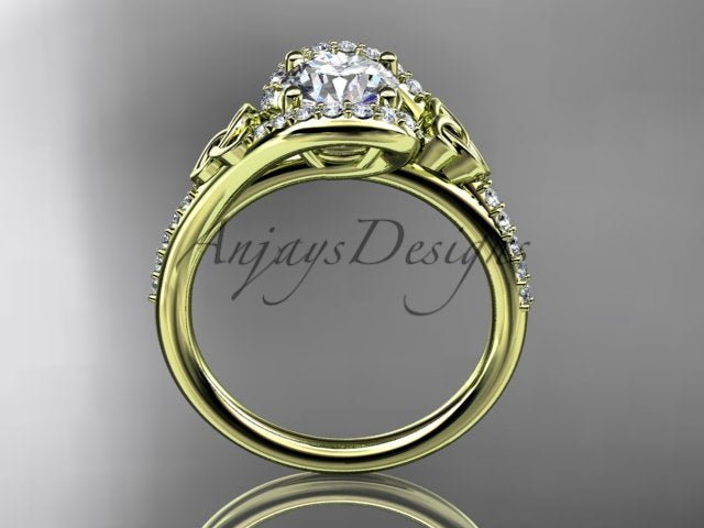 Celtic Engagement Ring 1 Carat Round Lab Grown Diamond Ring Trinity Knot Thin Engagement Ring Dainty Ring - AnjaysDesigns