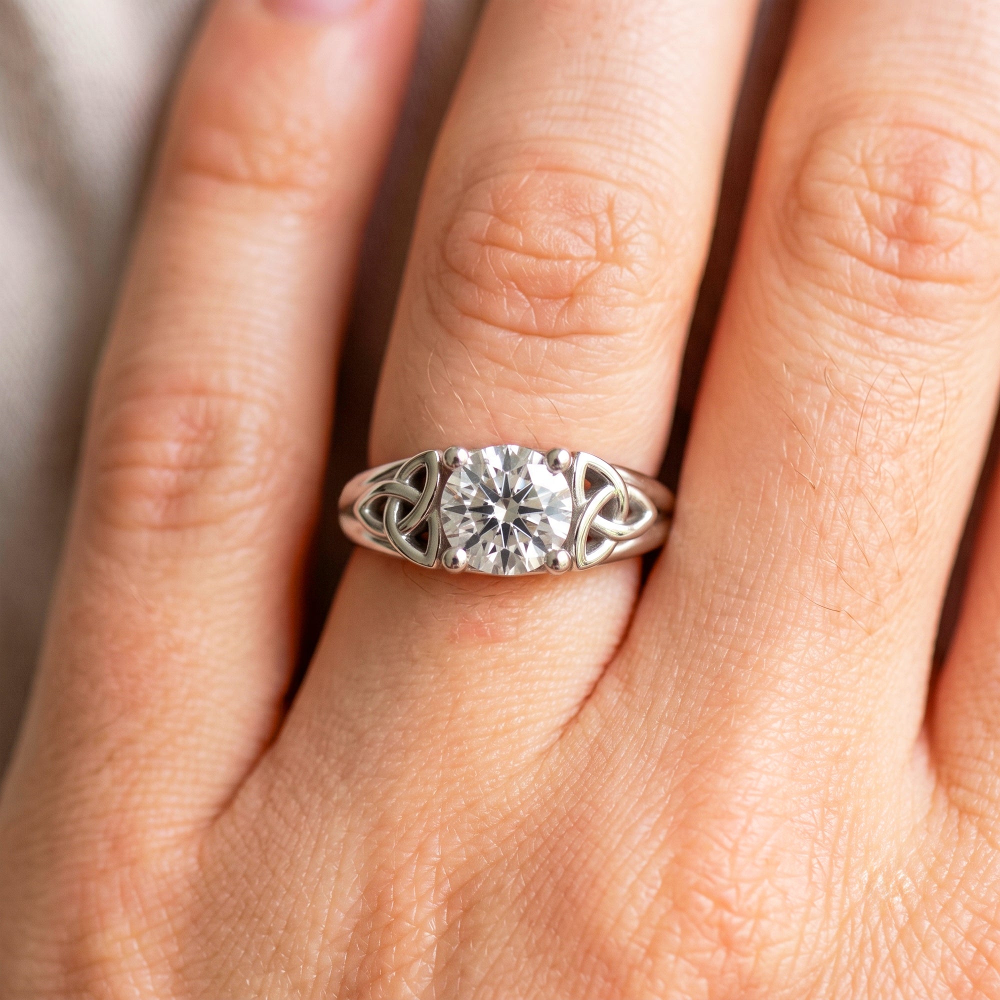Dainty Celtic Engagement Ring on hand