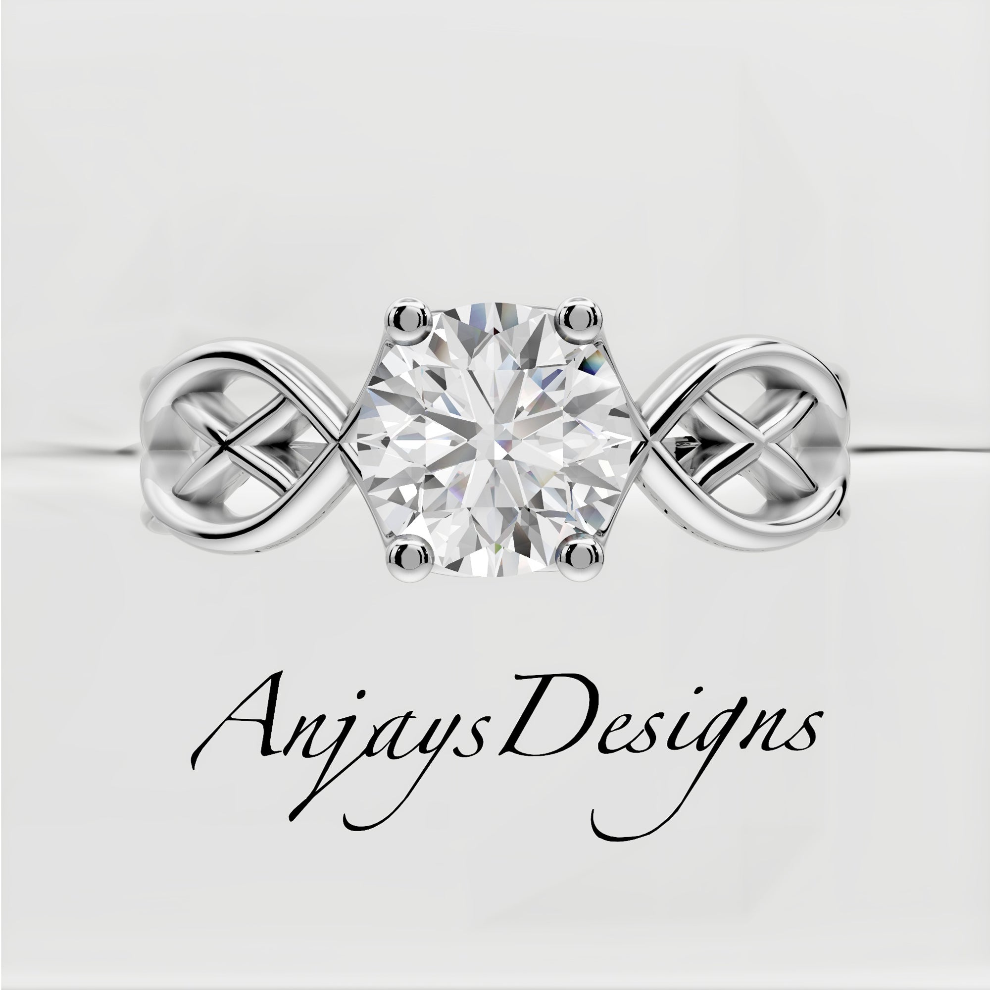 Celtic Engagement Ring 1 CT Round Lab Created Diamond Solitaire Ring