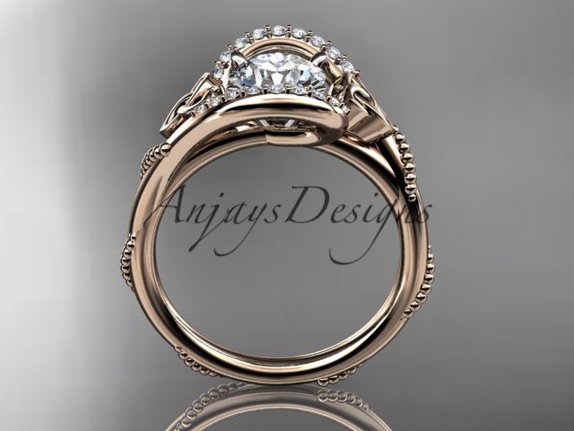 1 Carat Round Cut D VS1 Lab Grown Diamond Celtic Engagement Ring Trinity Knot Proposal Ring Dainty Ring - AnjaysDesigns