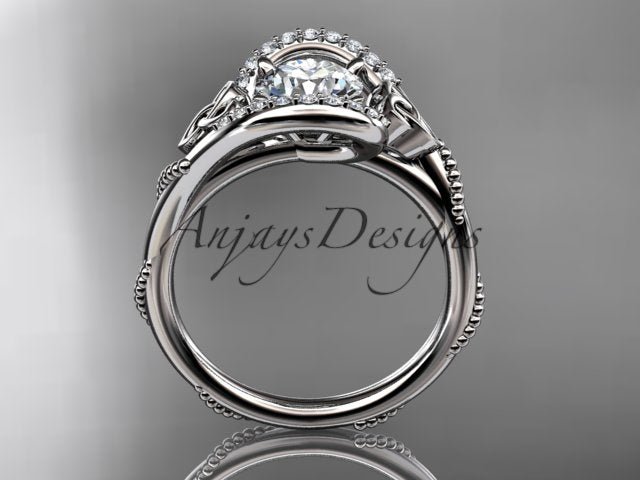 1 Carat Round Cut D VS1 Lab Grown Diamond Celtic Engagement Ring Trinity Knot Proposal Ring Dainty Ring - AnjaysDesigns