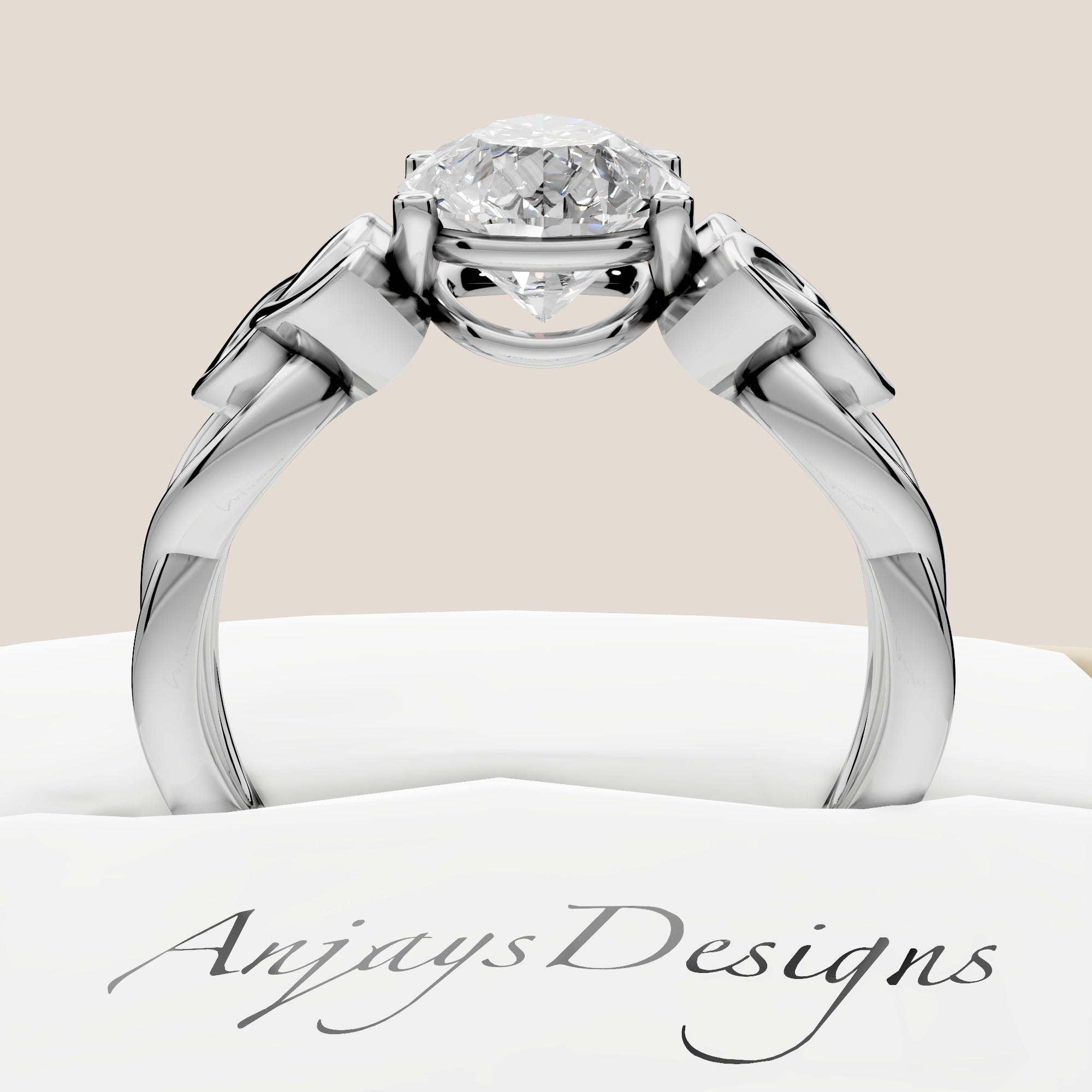 Celtic Engagement Ring 2 Carat Pear Cut Lab Grown Diamond Solitaire Ring