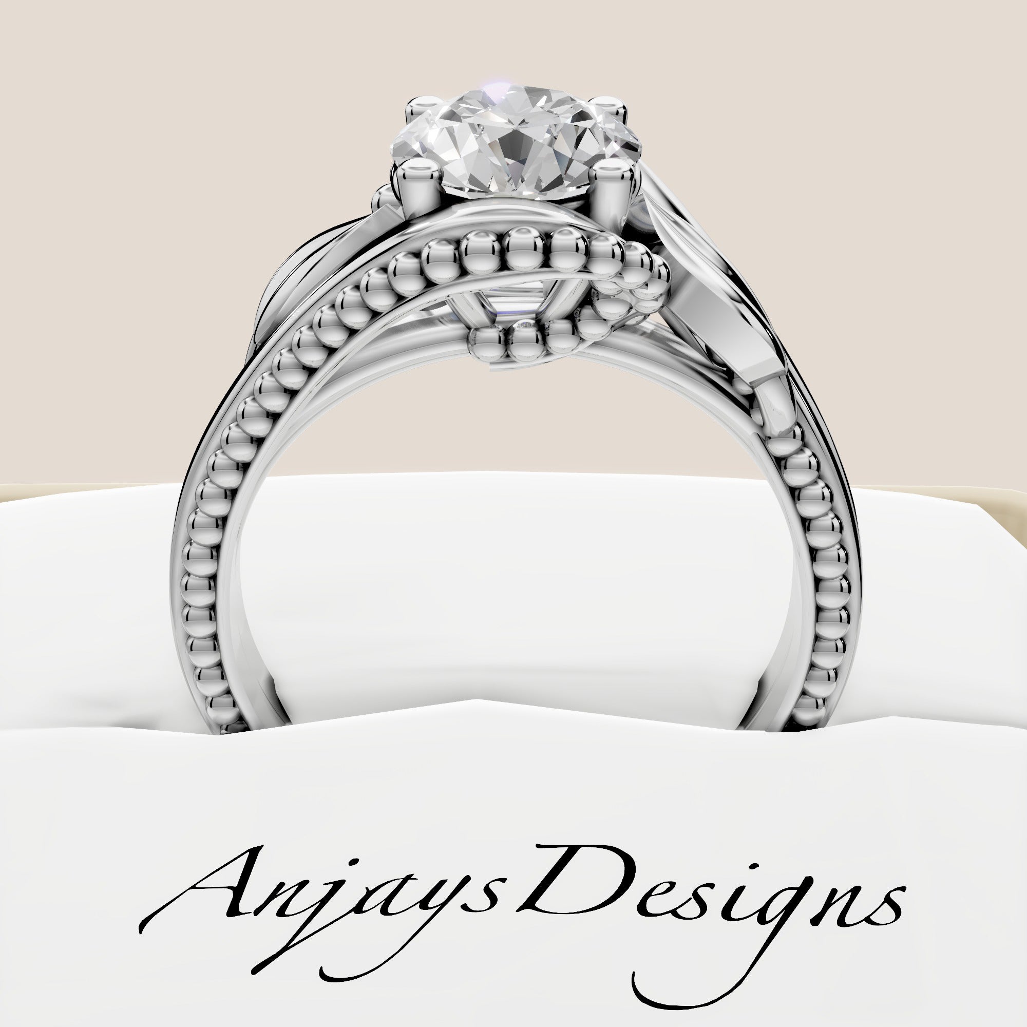 Unique Nature Inspired Engagement Ring 1 CT Lab Grown Diamond Floral Ring