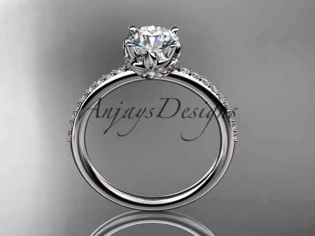 Dainty Flower Engagement Ring 1 Carat Round Lab Grown Diamond Nature Inspired Wedding Ring Minimalist Ring