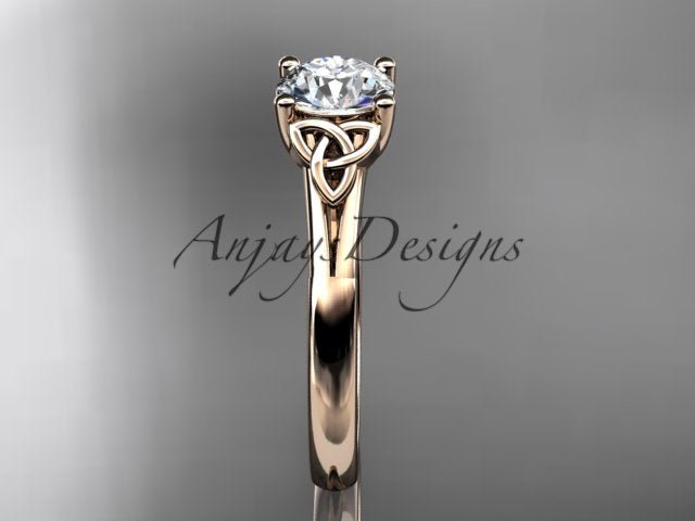 Celtic Diamond Engagement Ring 1 Carat Lab Grown Diamond Trinity Knot Ring Dainty Minimalist Ring - AnjaysDesigns