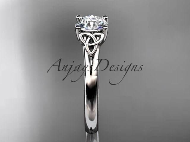 Celtic Diamond Engagement Ring 1 Carat Lab Grown Diamond Trinity Knot Ring Dainty Minimalist Ring - AnjaysDesigns