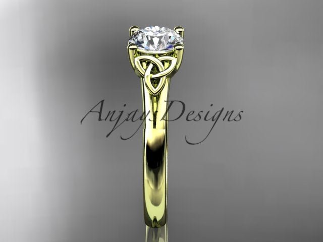 Celtic Diamond Engagement Ring 1 Carat Lab Grown Diamond Trinity Knot Ring Dainty Minimalist Ring - AnjaysDesigns