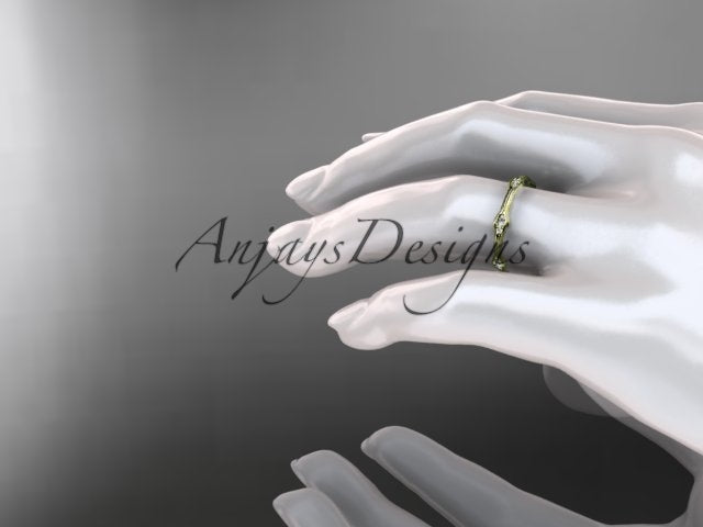 Diamond Branch Wedding Band Thin Dainty Wedding Band Nature Inspired Delicate Ring