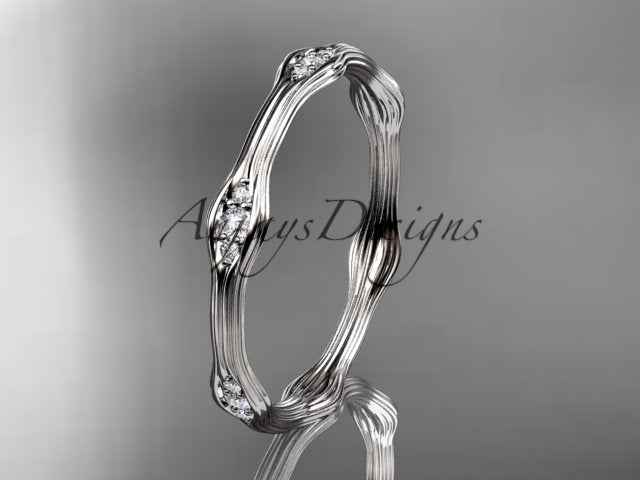 Diamond Branch Wedding Band Thin Dainty Wedding Band Nature Inspired Delicate Ring