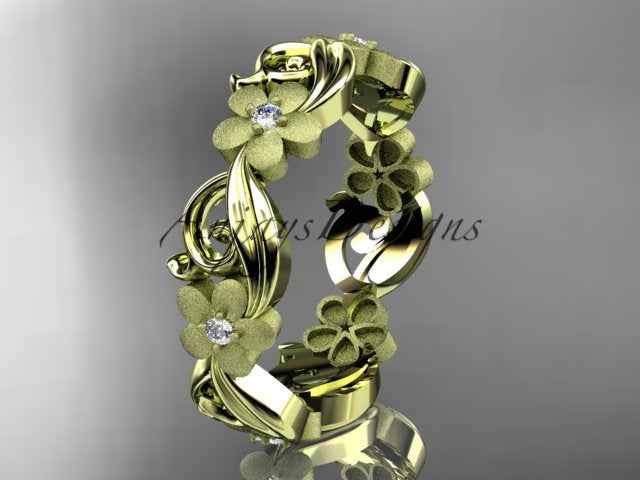 Diamond Flower Ring Nature Inspired Wedding Band Lab Grown Diamond