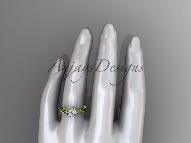 Nature Inspired Celtic Engagement Ring 1 Carat Diamond Trinity Knot Nature Ring IGI - 14k yellow gold