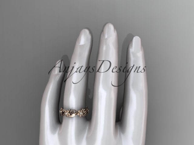 Diamond Flower Ring Nature Inspired Wedding Band Lab Grown Diamond - AnjaysDesigns