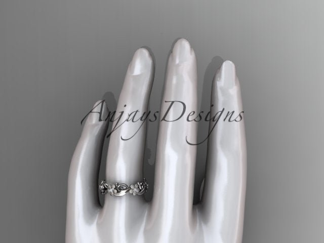 Diamond Flower Ring Nature Inspired Wedding Band Lab Grown Diamond - AnjaysDesigns