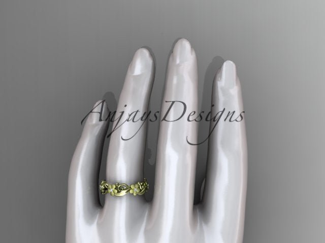 Diamond Flower Ring Nature Inspired Wedding Band Lab Grown Diamond - AnjaysDesigns