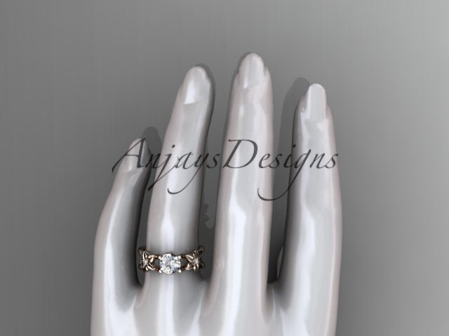 Flower Engagement Ring 1 Carat Round Lab Grown Diamond Nature Inspired Engagement Ring Unique Diamond Ring - AnjaysDesigns
