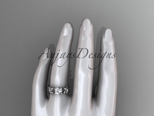 Flower Engagement Ring 1 Carat Round Lab Grown Diamond Nature Inspired Engagement Ring Unique Diamond Ring - AnjaysDesigns