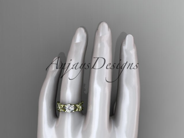 Flower Engagement Ring 1 Carat Round Lab Grown Diamond Nature Inspired Engagement Ring Unique Diamond Ring - AnjaysDesigns