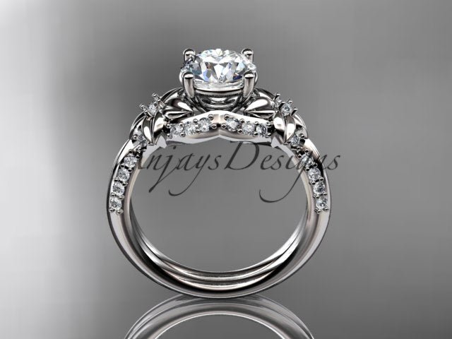 Nature Inspired Diamond Engagement Ring 1 Carat Diamond Lab Grown Flower Wedding Ring - AnjaysDesigns