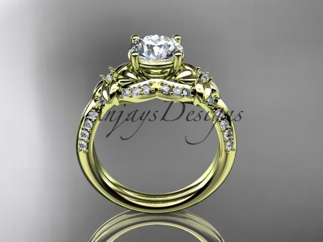 Nature Inspired Diamond Engagement Ring 1 Carat Diamond Lab Grown Flower Wedding Ring - AnjaysDesigns