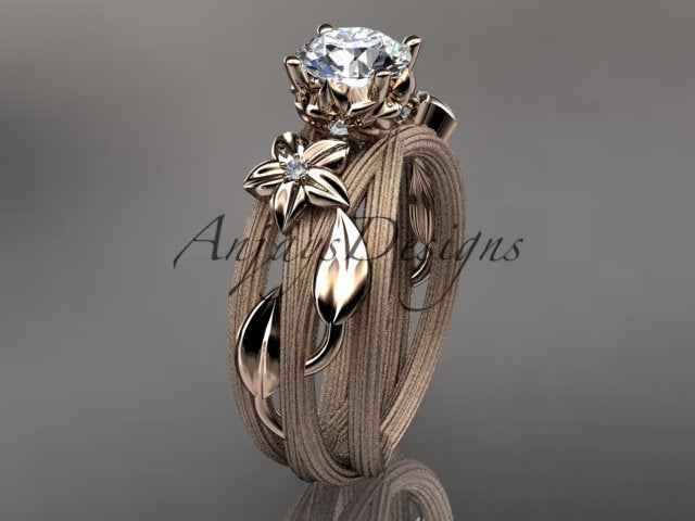 Floral Lab Grown Diamond Engagement Ring Leaf and Vine 1 CT IGI Certified Diamond Ring Nature Inspired