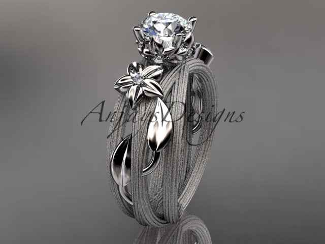 Floral Lab Grown Diamond Engagement Ring Leaf and Vine 1 CT IGI Certified Diamond Ring Nature Inspired