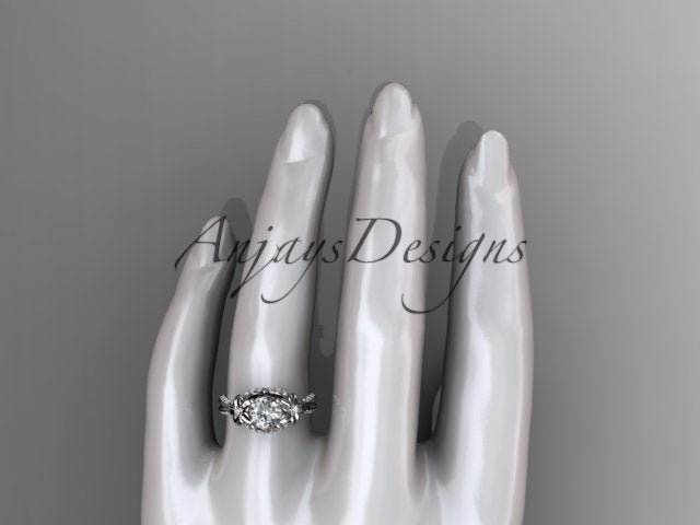Nature Inspired Diamond Engagement Ring 1 Carat Diamond Lab Grown Flower Wedding Ring - AnjaysDesigns