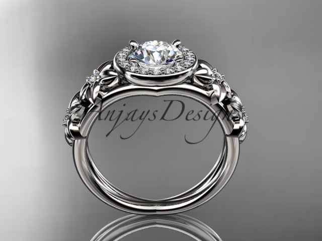 1 Carat Round Lab Grown Diamond Halo Engagement Ring Flower Diamond Ring D VS1 Floral Proposal Ring