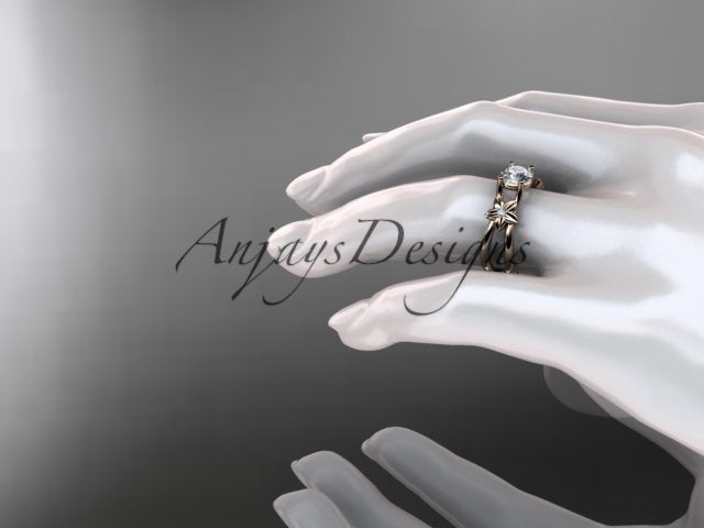 Flower Engagement Ring 1 Carat Round Lab Grown Diamond Nature Inspired Engagement Ring Unique Diamond Ring - AnjaysDesigns