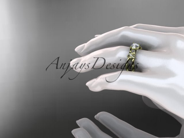 Flower Engagement Ring 1 Carat Round Lab Grown Diamond Nature Inspired Engagement Ring Unique Diamond Ring - AnjaysDesigns