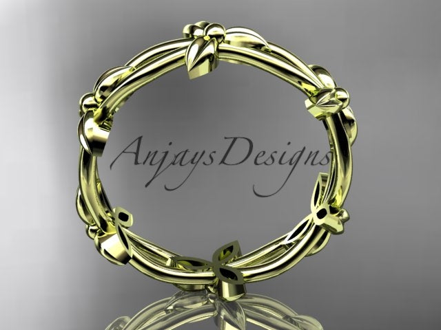 Petite Flower Wedding Band Floral Nature Inspired Ring Dainty Minimalist Ring