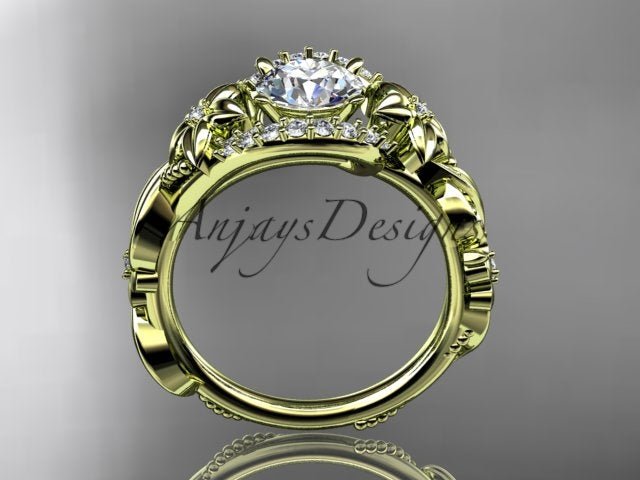 Flower Engagement Ring Nature Inspired Wedding Ring 1 Carat Lab Grown Diamond Ring IGI Certified - AnjaysDesigns