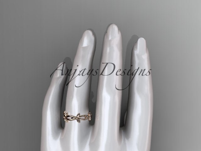 Petite Flower Wedding Band Floral Nature Inspired Ring Dainty Minimalist Ring - AnjaysDesigns