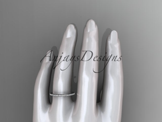 Half Diamond Stacking Eternity Ring 14k Solid Gold 2mm Thin Women's Wedding Band Minimalist Jewelry Anniversary Gift For Her