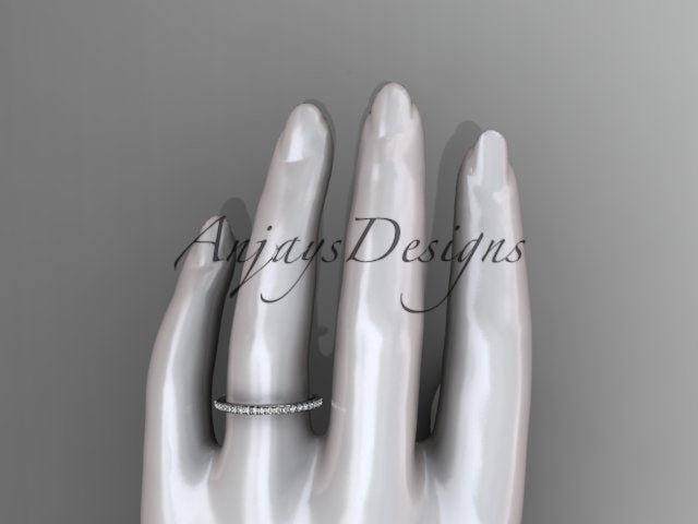 Half Diamond Stacking Eternity Ring 14k Solid Gold 2mm Thin Women's Wedding Band Minimalist Jewelry Anniversary Gift For Her - AnjaysDesigns