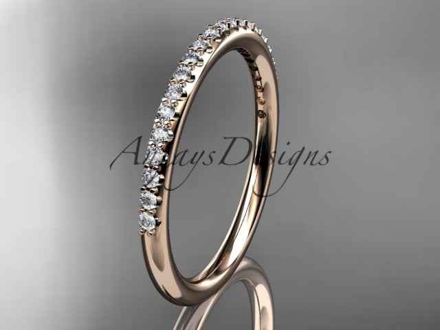 Half Diamond Stacking Eternity Ring 14k Solid Gold 2mm Thin Women's Wedding Band Minimalist Jewelry Anniversary Gift For Her