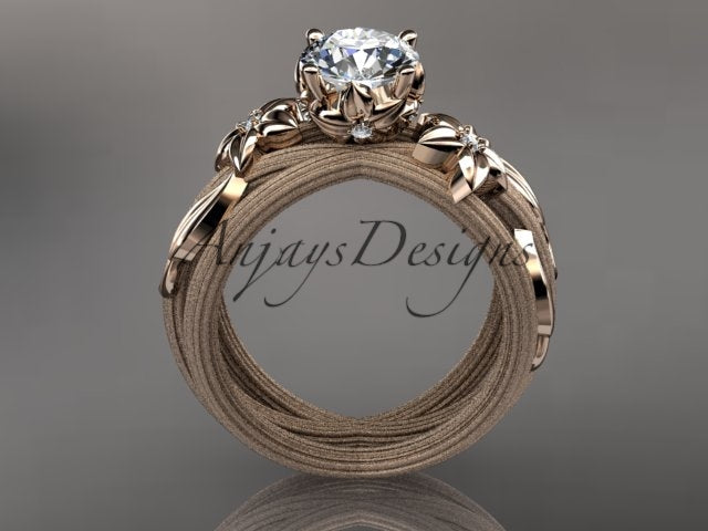 Floral Lab Grown Diamond Engagement Ring Leaf and Vine 1 CT IGI Certified Diamond Ring Nature Inspired