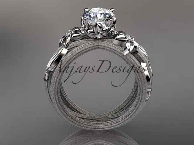 Floral Lab Grown Diamond Engagement Ring Leaf and Vine 1 CT IGI Certified Diamond Ring Nature Inspired