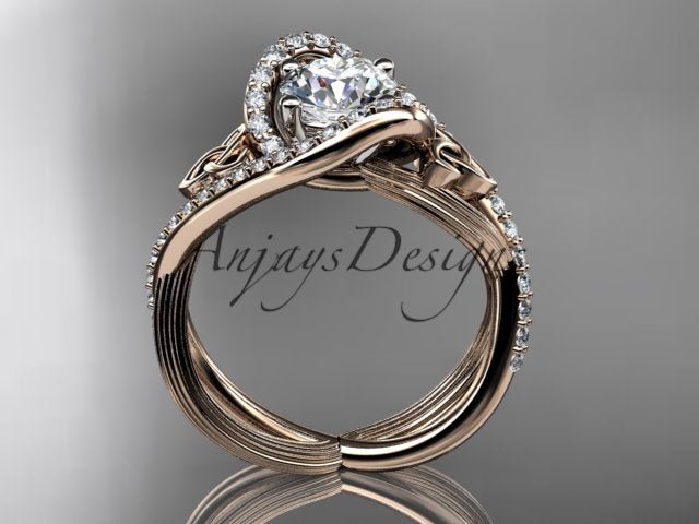 Celtic Engagement Ring Unique 1 Carat Lab Grown Diamond Irish Ring - AnjaysDesigns