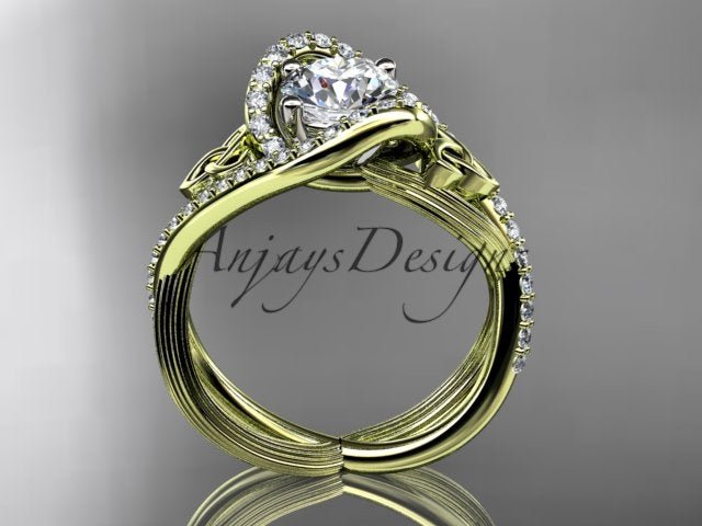 Celtic Engagement Ring Unique 1 Carat Lab Grown Diamond Irish Ring - AnjaysDesigns