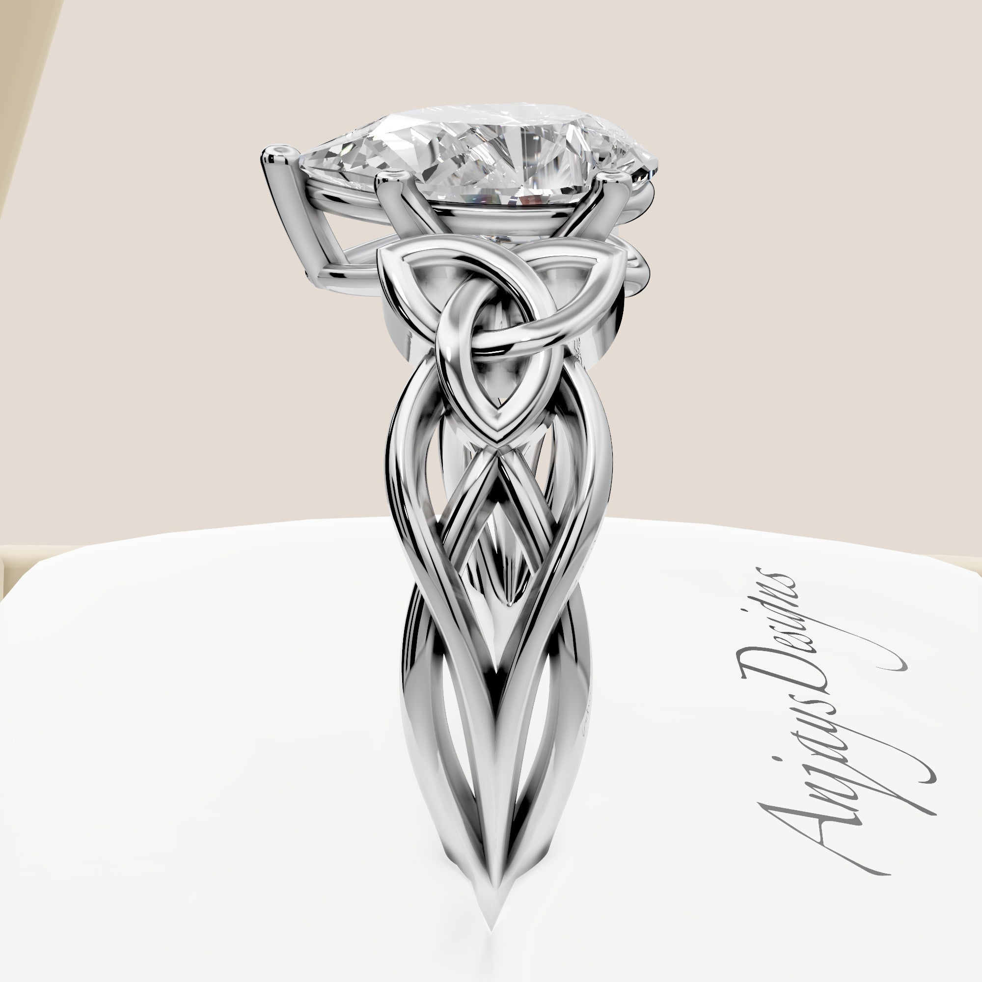 Celtic Engagement Ring 2 Carat Pear Cut Lab Grown Diamond Solitaire Ring