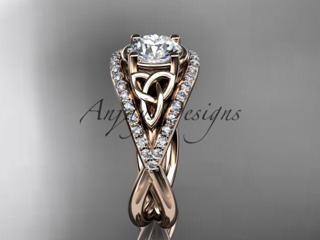 Celtic Knot Engagement Ring 1 Carat Lab Grown Round Diamond Unique Irish Diamond Wedding Ring - AnjaysDesigns
