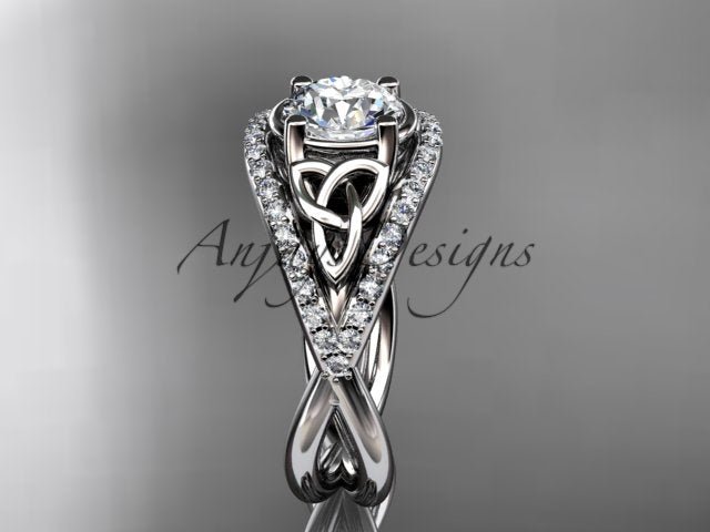 Celtic Knot Engagement Ring 1 Carat Lab Grown Round Diamond Unique Irish Diamond Wedding Ring - AnjaysDesigns