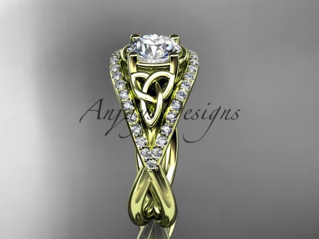 Celtic Knot Engagement Ring 1 Carat Lab Grown Round Diamond Unique Irish Diamond Wedding Ring - AnjaysDesigns