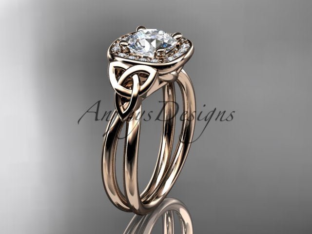 Irish Celtic Trinity Knot Engagement Ring 1 CT Lab Grown Diamond IGI Certified - AnjaysDesigns