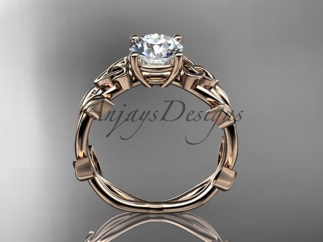 Celtic Knot Engagement Ring 1 CT Lab Grown Diamond Nature Inspired - AnjaysDesigns