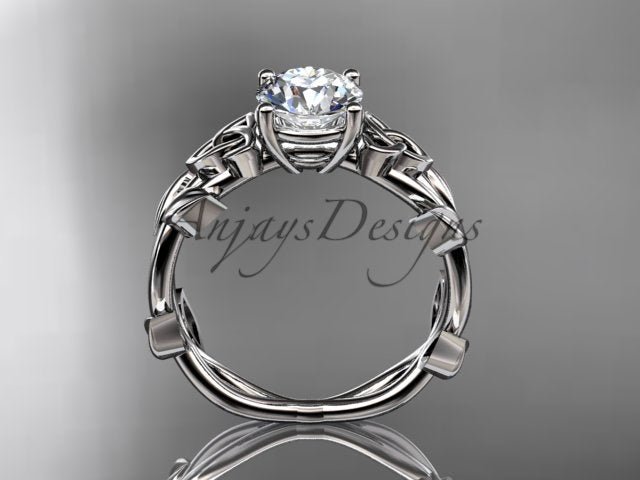 Celtic Knot Engagement Ring 1 CT Lab Grown Diamond Nature Inspired - AnjaysDesigns