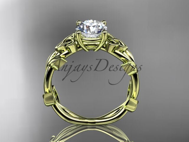 Celtic Knot Engagement Ring 1 CT Lab Grown Diamond Nature Inspired - AnjaysDesigns