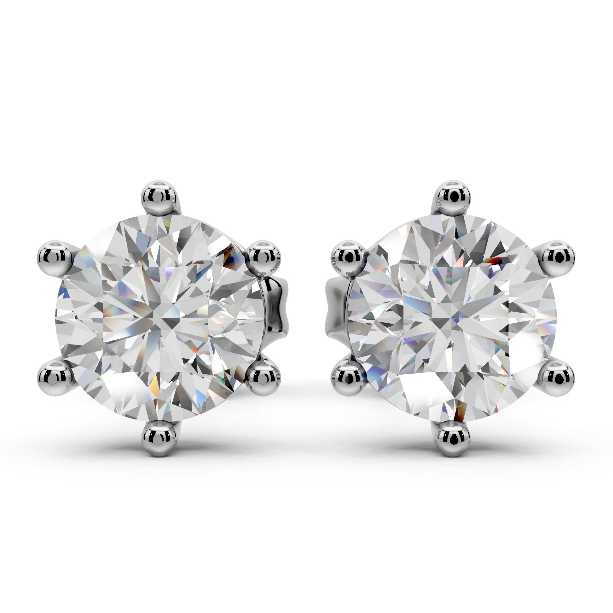 Lab Grown Diamond Stud Earrings 14k Solid Gold 6 Prong Diamond Earrings Women VS1 Clarity IGI Certified