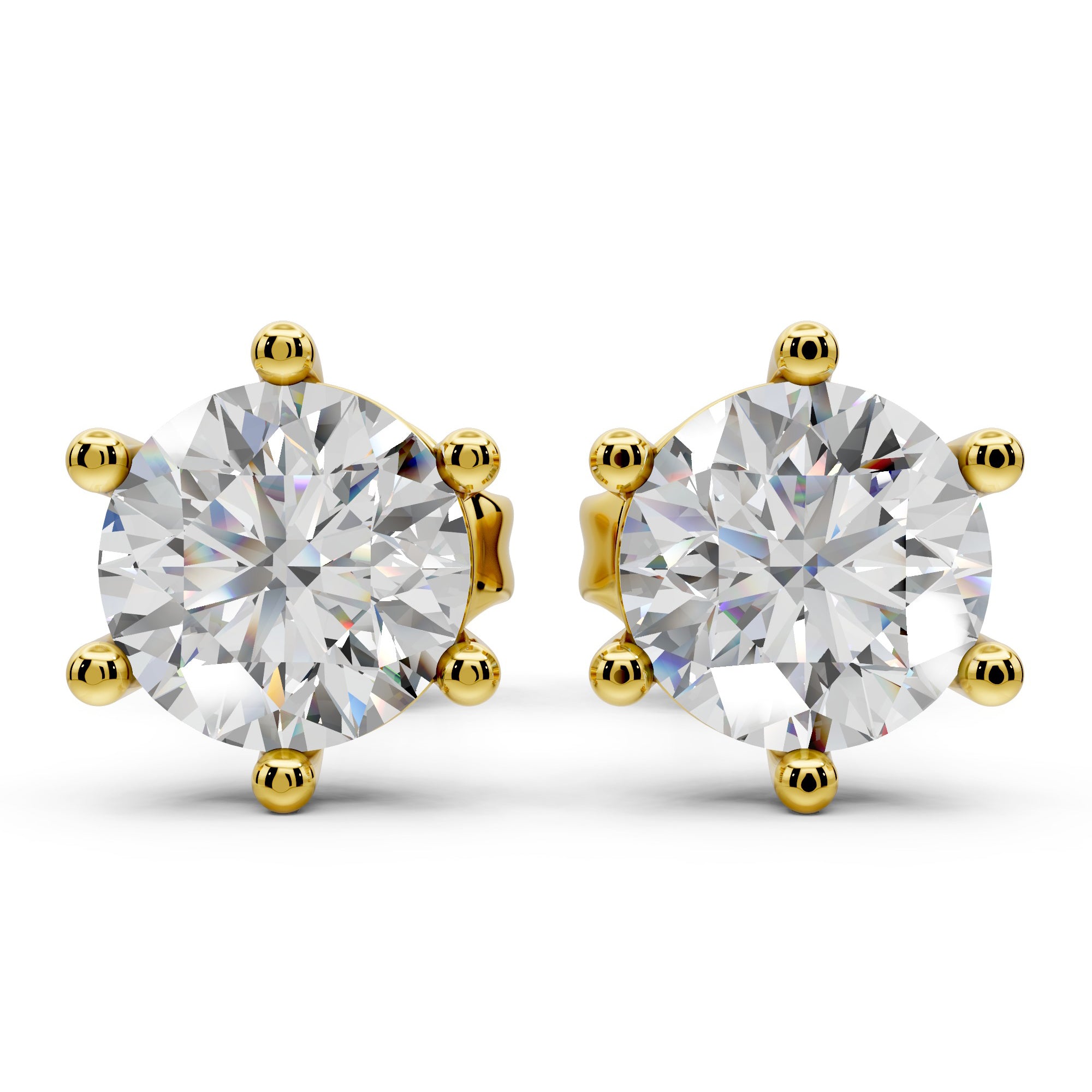 Lab Grown Diamond Stud Earrings 14k Solid Gold 6 Prong Diamond Earrings Women VS1 Clarity IGI Certified