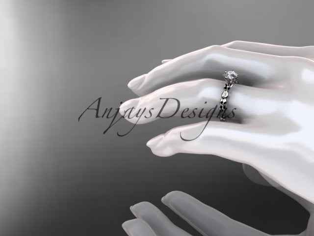 1 Carat Round Brilliant Lab Grown Diamond Nature Inspired Engagement Ring Leaf Dainty Nature Proposal Ring